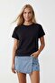 Black Crew Neck Raglan Sleeve Oversize T-Shirt Alc-X15492