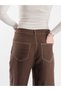 Linen Colored Loose-Fit Trousers with Stitching Detail - 6