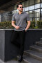 Men's Casual Striped Smoked Knitwear Polo Neck T-Shirt - 3