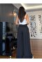 Black Striped Single Pleat Design Palazzo Trousers - 7