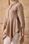 Women's Asymmetrical Cut Striped Shirt Mink - 5