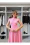 Women's Pink Corseted Skirt with Drawstring Dress - 2