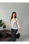 Women's Polka Dot Chiffon Ruffle Collar V-Neck Lace Detailed Balloon Sleeve Loose Blouse - 3
