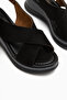 Birthe Black Suede Cross-Strapped Wedge Heeled Women's Sandals - 4