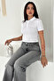 Women's Polo Collar Buttoned Crop T-Shirt - 6