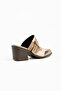 Mink Cream Gold Matte Leather Suede Studded Detail Closed Front Open Back Heeled Western Cowboy Mules Slippers - 3