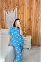 Hairless Blue Teddy Bear Patterned Short Sleeve Wide Fit Maternity Pajama Set - 3