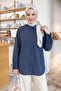 Striped Navy Blue Shirt with Tie on the Sleeve - 4