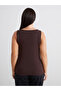 Brown Plus Size Square Neck Rhinestone Women's Tank Top - 8
