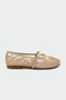 Kai Pearl Embroidered Women's Nude Flat Ballerinas