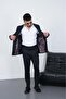 Slim Fit Men's Pointed Collar Striped Double Breasted Suit - 5