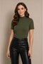 Women's 4-Piece Half Turtleneck Badi Short Sleeve Lycra Basic Bodysuit - 4