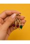 Gold Plated Metal Earrings with Colored Stones 4.5 cm - 4