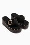 Arla Black Suede Buckle Detailed Wedge Heeled Women's Slippers - 3