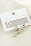Ilkeshop 3 Pieces Star Zircon (15811) Stone Earrings-Yellow