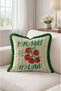 Tomato Printed Yellow Striped Fringed Cushion Cover - Italian Cover with Green Tassels - 3