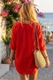 Women's Alaçatı Linen Coral Sequin Embroidered Washed Linen Casual Shirt with Pockets - 2