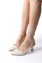 5cm Goblet Heel with Skin-Color Pointed Toe and Open Back with String Tie - 2