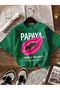 Women's Papaya Printed Oversized T-Shirt - 3