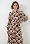 Women's Buttoned Viscose Brown Beige Hijab Dress - 2