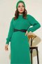 Women's Turtleneck Long Sleeve Knitwear Green Hijab Dress - 4