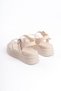 Zlohe Thick Buckle Stone Striped Orthopedic Sole Women's Sandals Ckt - Cream - 5