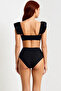 Women's Bikini Set Textured Knitted Ruffle Bralette Without Underwire High Waist Hipster Sleeveless Closed Back - 5