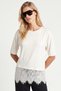 Lace Detailed Oversize Knitted T-Shirt Lrn0056 Ecru - 2