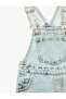 Cotton Pocketed Short Jean Salopet with Buckle Detail - 6