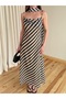Black Cream Striped Dress with Adjustable Straps - 261028 - 2