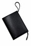 Zyn10 Women's Black Knitted Pattern Portfolio Handbag Stylish Portfolio Clutch Bag with Wrist Strap - 2