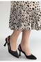 Women's High Heel Shoes Black Satin Classic Stylish Minde