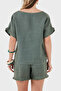 100% Linen Tassel Detailed V-Neck Blouse Bluz 7777 - 3