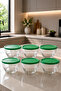 Set of 6 Pudding Bowls with Green Lids, Glass Dessert and Custard Bowls, 280 Cc - 4
