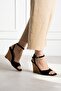 Julia Black Suede Genuine Leather Ankle Strap Wedge Heeled Shoes - 4