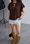 Bat Sleeve Lace Trim Biscuit Collar Women's Blouse