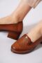 Serol laser heeled women's genuine leather shoes - tan leather - 4