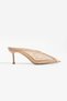 Women's Beige Mesh Detailed Pointed Toe Thin Heeled Women's Slippers Gelon - 2