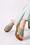 Nerpes genuine leather thick sole open side women's orthopedic slippers mint green