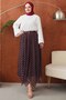 Molly Nelly Women's Printed Chiffon Polka Dot Lined Long Skirt - 4