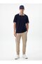 Contrast Detailed Zippered Navy Blue T-Shirt