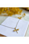 Kly-1025 Gold Dragonfly Figured Steel Necklace