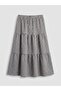 Lcwaikiki Classic Navy Blue Plaid Layered Skirt with Elastic Waist - 7