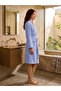 Cotton Kimono Bathrobe with Shepherd's Stitch Detail, Belted, with Pockets, Soft Textured - 2