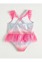 Vizyon New Season Patterned Tulle Ruffle Detailed Girls' Swimsuit - 2