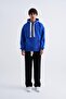 Men's Embroidery Detailed Hooded Sweatshirt Light Blue - 4