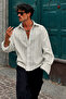 Men's Linen Blend Oversize Striped Shirt Striped Comfortable Fit Summer Long Sleeve Shirt