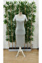 Women's Short Sleeve Square Neck Side Slit Ribbed Camisole Dress - 6