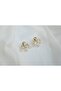 Kp417 Gold Earrings with Drop Stones (Length 25mm) - 4