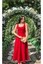 Women's Red Square Necklace Collar Back Tie Detail Premium Quality Stylish Strap Summer Dress - 5